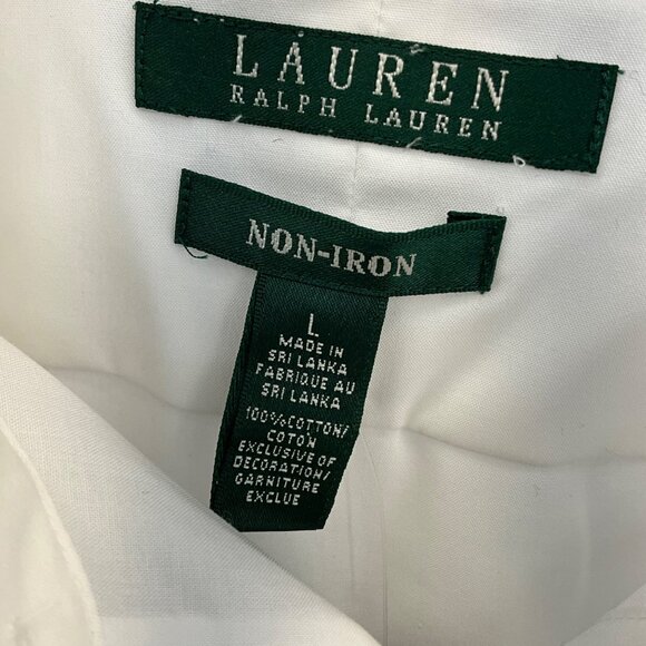 Lauren Ralph Lauren Non-Iron White Button-Down Shirt L Mens 100% Cotton - Picture 6 of 7